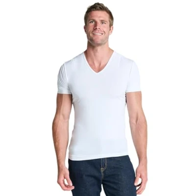 Image of Jockey® Microfiber Air V Neck Shirt 2 Pack, White, M