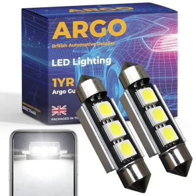 Image of Argo 36mm 239 Festoon C5w LED Car Bulb Smd Xenon White Bright Dome Reading License Number Plate Interior Bulbs 272 T4W Map Lamps Rear Boot Light Footwell 12v