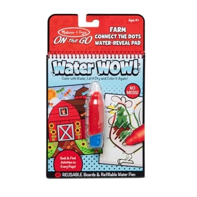 Image of Melissa &amp; Doug On the Go Water Wow! Reusable Reveal Activity Pad Connect Dots Farm Party Favors, Stocking Stuffers, Travel Toys For Toddlers, Mess Free Coloring Books Kids Ages 3+