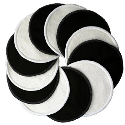 Image of Ana Wiz Washable Natural Bamboo Breast Pads (Pack of 12, Black and Natural)