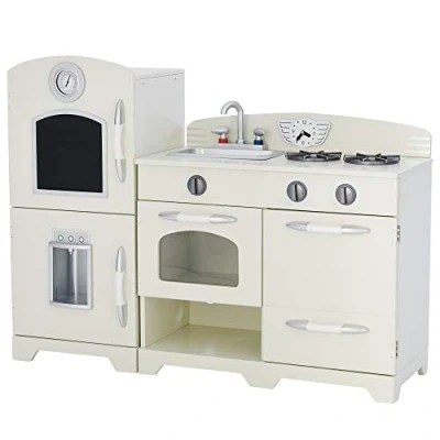 Image of Teamson Kids Wooden Play Kitchen Toy Playset Large Pretend with Interactive Role Ice Maker, Microwave and Oven Westchester