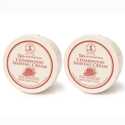 Image of Taylor of Old Bond Street Cedarwood Shaving Cream Bowl 150g 2 Pack