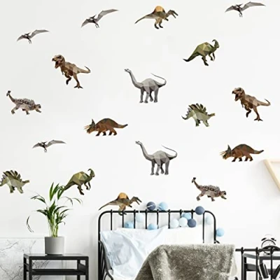 Image of Stickerscape Dinosaur Wall Stickers Dino Decals Bedroom Accessories Kids Room Decor for Walls Boys Removable (Colourful Dinosaurs)