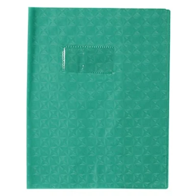Image of Clairefontaine Ref 72015C Calligraphe PVC Exercise Book Protector Cover 170 x 220mm in Size, Label Holder for Easy Identification, Diamond Effect Green Colour
