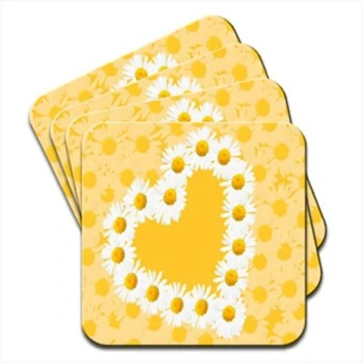 Image of Heart Made Out Of Daisy Chain Set 4 Coasters