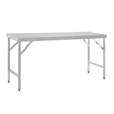 Image of Vogue 12312 Stainless Steel Folding Table Large Garden Outdoor Party Catering, Silver, 180.01 x 59.99 89.99 cm