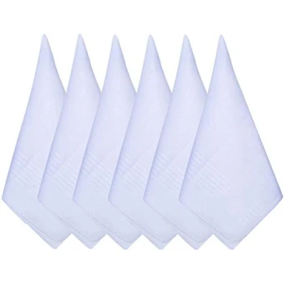 Image of Family Bedding 12 Pack Pure White Cotton Handkerchiefs Large Pocket Squares Hankies for Men