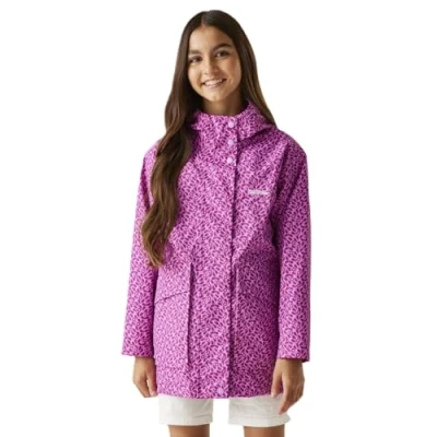 Image of Regatta Girls Orla Kiely Swing Waterproof Jacket Jasmine Flower Lilac, Size: 13 Years