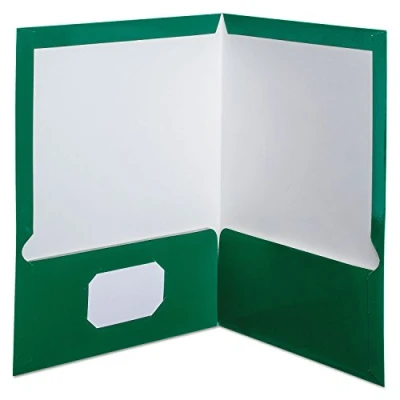 Image of Oxford Laminated Twin Pocket Folders, Letter Size, Green, Holds 100 Sheets, Box of 25 (51717)