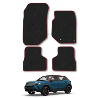 Image of Car Mats Compatible with Vauxhall Mokka (2020 ) Tailored Fit Red Carpet Floor Set Accessory Custom 4 Pieces Anti Slip Backing &amp; Binding Trim Edge