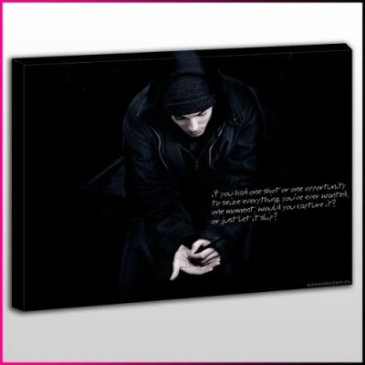 Image of OneBlankWall MU185 Eminem 8 Mile Lyrics Framed Ready To Hang Canvas Print, Music, Pop Street Wall Art, Picture