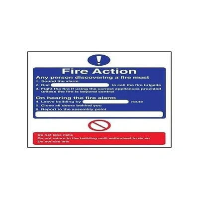 Image of V Safety General Fire Action Dial Sign Portrait 210mm x 297mm (A4) 2mm Rigid Plastic