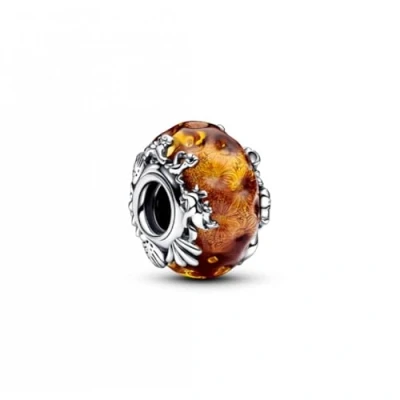 Image of Pandora Disney The Lion King sterling silver charm with glitter aventurine and burnt orange Murano glass