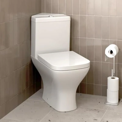 Image of Modern Corner Toilet Close Coupled Square WC Soft Seat Space Saving Bathroom Cloakroom