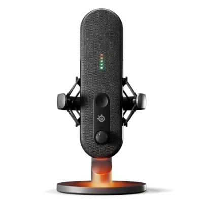 Image of SteelSeries Alias USB Mic for PC — 3x Bigger Capsule Gaming, Streaming and Podcasting Sonar Streamers Audio Software AI Noise Cancelling LED Mute &amp; Level Monitoring Shock Mount Black