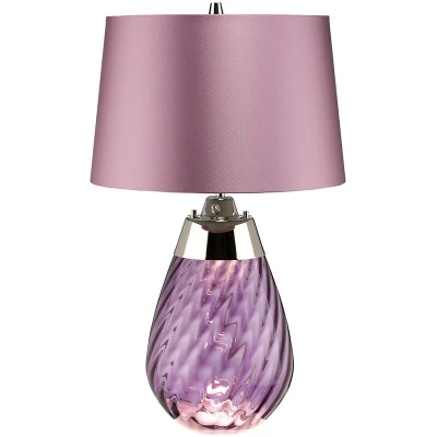 Image of Lena 2 Light Small Plum Table Lamp, tinted Glass , Heather Shade, E27