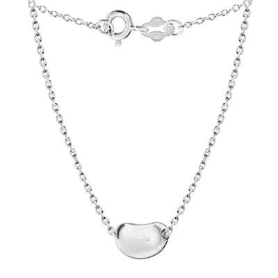 Image of Tuscany Silver Women&#039;s Sterling Coffee Bean on Trace Chain Necklace of Length 41 cm/16 Inch