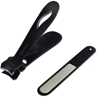 Image of Nail Clipper Set,Fingernail Clippers Trimmer for Thick Nails,Wide Jaw Opening Black Stainless Steel Toenail Cutter with File Women and Men