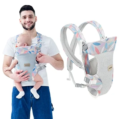 Image of IULONEE Baby Carrier Wrap Convertible 4 in 1 Multi Functional Waist Stool Infant Sling Lightweight Babies Backpack for 5 20kg Newborn Blue