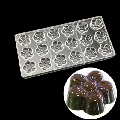 Image of VAK 21 Cavities Fancy Plum Blossom Flower Chocolate Mold,Baking Tool Polycarbonate Candy Jelly Mould PC Tray Pastry bakeware Pan, Cake Baking Tray, Pan Dish