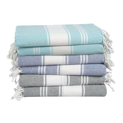 Image of LANE LINEN Pool Towels, Turkish Beach Towels Oversized Set of 6, Pre Washed, No Shrink, Quick Dry Travel towel, Towel for Women, Absorbent &amp; Sand Free 39&quot;x71&quot; Tropical Color