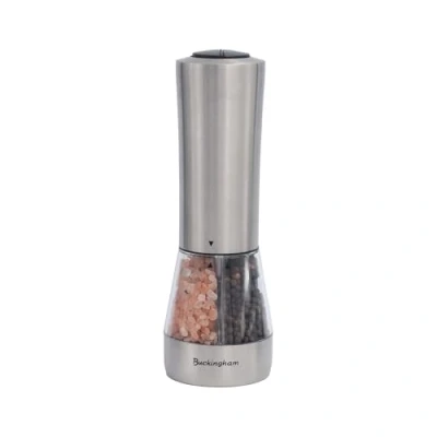 Image of Buckingham Electric Salt and Pepper Mills, Combi Mill, Dual 2 in 1 Battery Operated with Adjustable Ceramic Grinders, Single, Stainless Steel