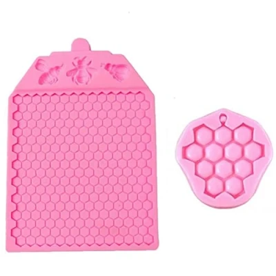 Image of Sanfly 2pcs Silicone Bumble Bee Honeycomb Bees Mold Cupcake Chocolate Fondant Candy Baking Cake Decorations