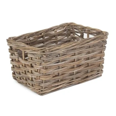 Image of Red Hamper Medium Rectangular Grey Rattan Storage Basket