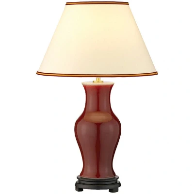 Image of Oxblood Table Lamp with Round Tapered Shade,