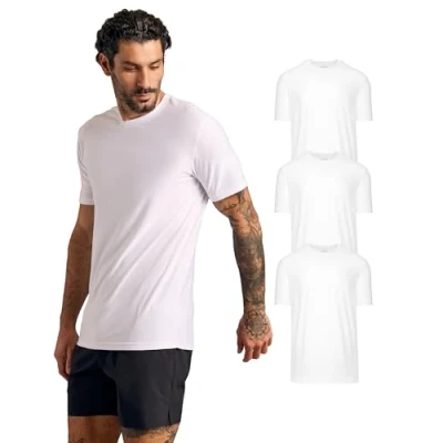 Image of True Classic Men&#039;s Active Crew Neck Short Sleeve T Shirt, 3 Pack White, M