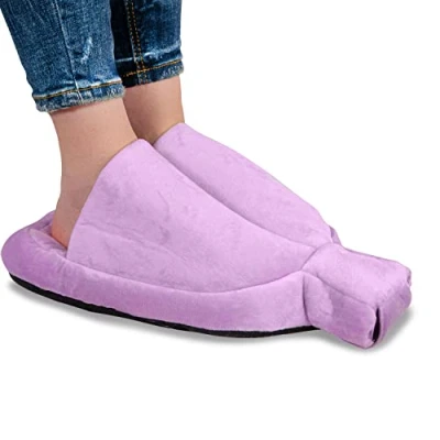 Image of Things2KeepUWarm Purple Heated Foot Warmer Hot Water Bottle Non Electric Soft and Cosy Fleece Feet for Women with 2L