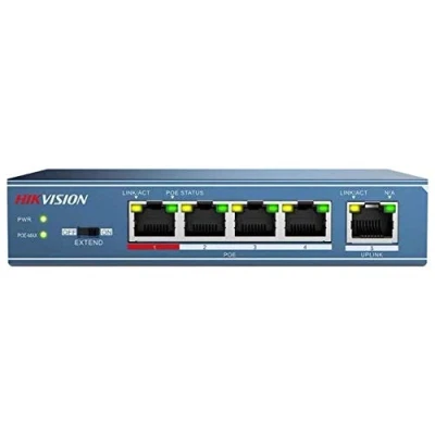 Image of HIKVISION Digital Technology DS 3E0105P E network switch Unmanaged Fast Ethernet (10/100) Blue Power over (PoE) E, Unmanaged, (10/100),