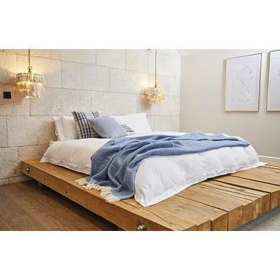 Image of Tweedmill Lifestyle Waffle Throw/Blanket 140x240cm Blue Jay 100% New Pure Wool Made in UK