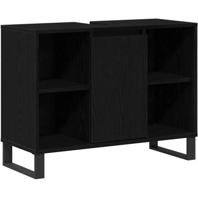 Image of vidaXL Black oak Vanity Unit MDF Medium Bathroom