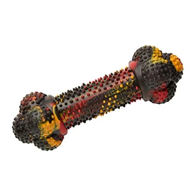 Image of Nylabone Strong Tough Durable Rubber Dog Chew Toy Bone, Cheeseburger Flavour, Medium, for Dogs up to 16kg