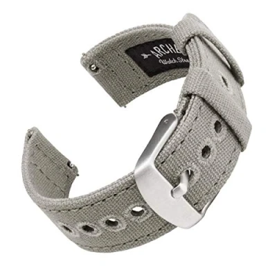 Image of Archer Watch Straps Canvas Quick Release Replacement Bands (Ash Gray, 18mm)