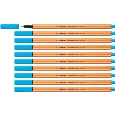 Image of Fineliner STABILO point 88 Pack of 10 Neon Blue