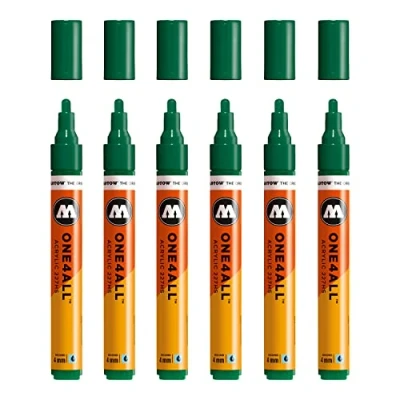 Image of Molotow One4All 227HS Acrylic Marker (4.0 mm Line Width, High Coverage and Permanent, UV Resistant, for Almost All Surfaces) Pack of 6 Colour 096 Mister Green