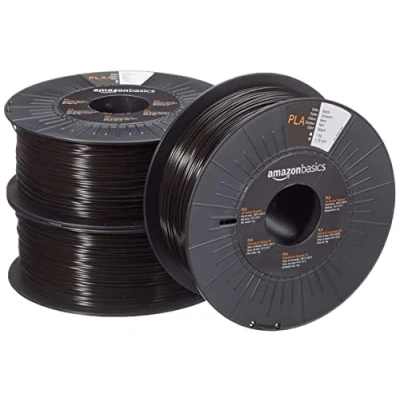 Image of Amazon Basics PLA 3D Printer Filament, 1.75mm, Black, 1 kg per Spool, 3 Spools