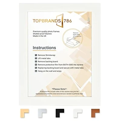Image of A2 Picture frame Size 42 x 59.4 cm Poster Photo with Clear Perspex Wall Mounting to Hang Portrait or Landscape (White)
