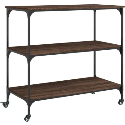 Image of vidaXL Kitchen Trolley Brown Oak 102x50x95 cm Engineered Wood