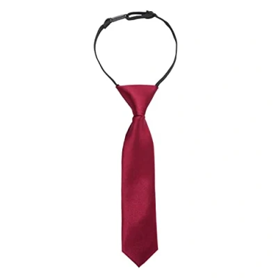 Image of DQT Plain Satin Pre Tied Elasticated Adjustable Neck Tie for Boys 0 2 Years Old Burgundy