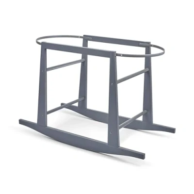 Image of BABYMAM Rocking Moses Basket Stand Fits Wicker &amp; Palm Baskets Newborn Baby Bassinet Stands Solid Wooden Adjustable Straps (Grey)