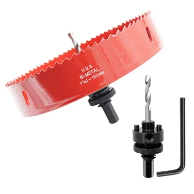 Image of 7.08 inch hole saw, LAIWEI 180mm cutter, with A2 heavy duty mandrel drill bit for drilling wood, Thin sheet metal, aluminum profiles, drywall, PVC and other materials(7 3/32)