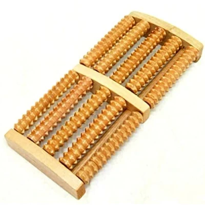 Image of Wooden Foot Feet Roller Wood Care Massage Reflexology Relax Relief Massager Spa