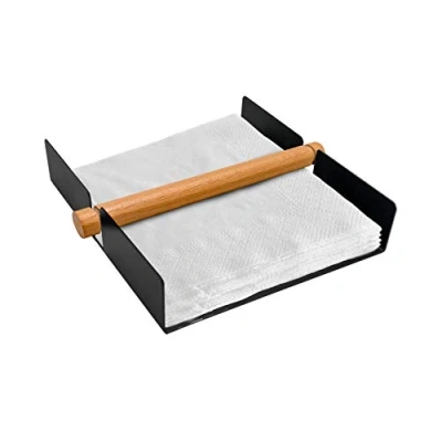 Image of NERTHUS FIH 790 Table Napkin Holder with Weight, Stainless Steel and Bamboo, Small, Metal, Steel, Pequeño