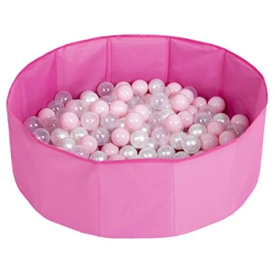Image of Selonis Children Colourfull Foldable Ballpit with 100 Balls, Pink:Powderpink/Pearl/Transparent