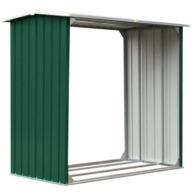 Image of vidaXL Log Storage Shed Galvanised Steel 172x91x154 cm Green