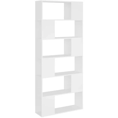 Image of vidaXL Book Cabinet Room Divider White 80x24x186 cm Engineered Wood