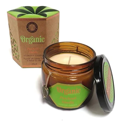 Image of Organic Goodness Scented Soy Candle in a Glass Jar (Patchouli and Vanilla)